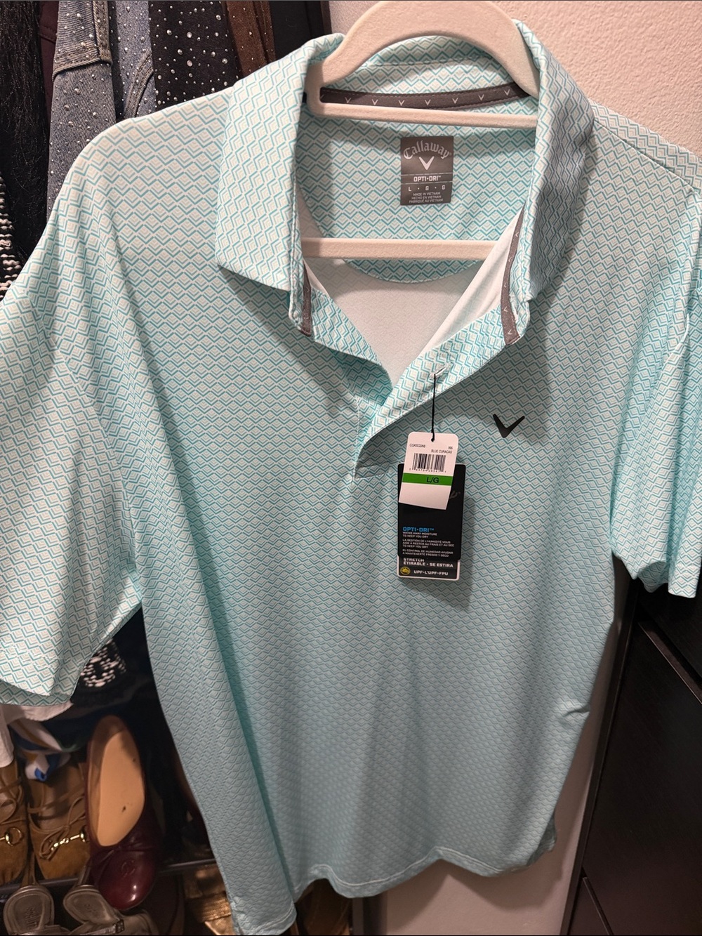 Callaway Mint Green Geometric Performance Polo